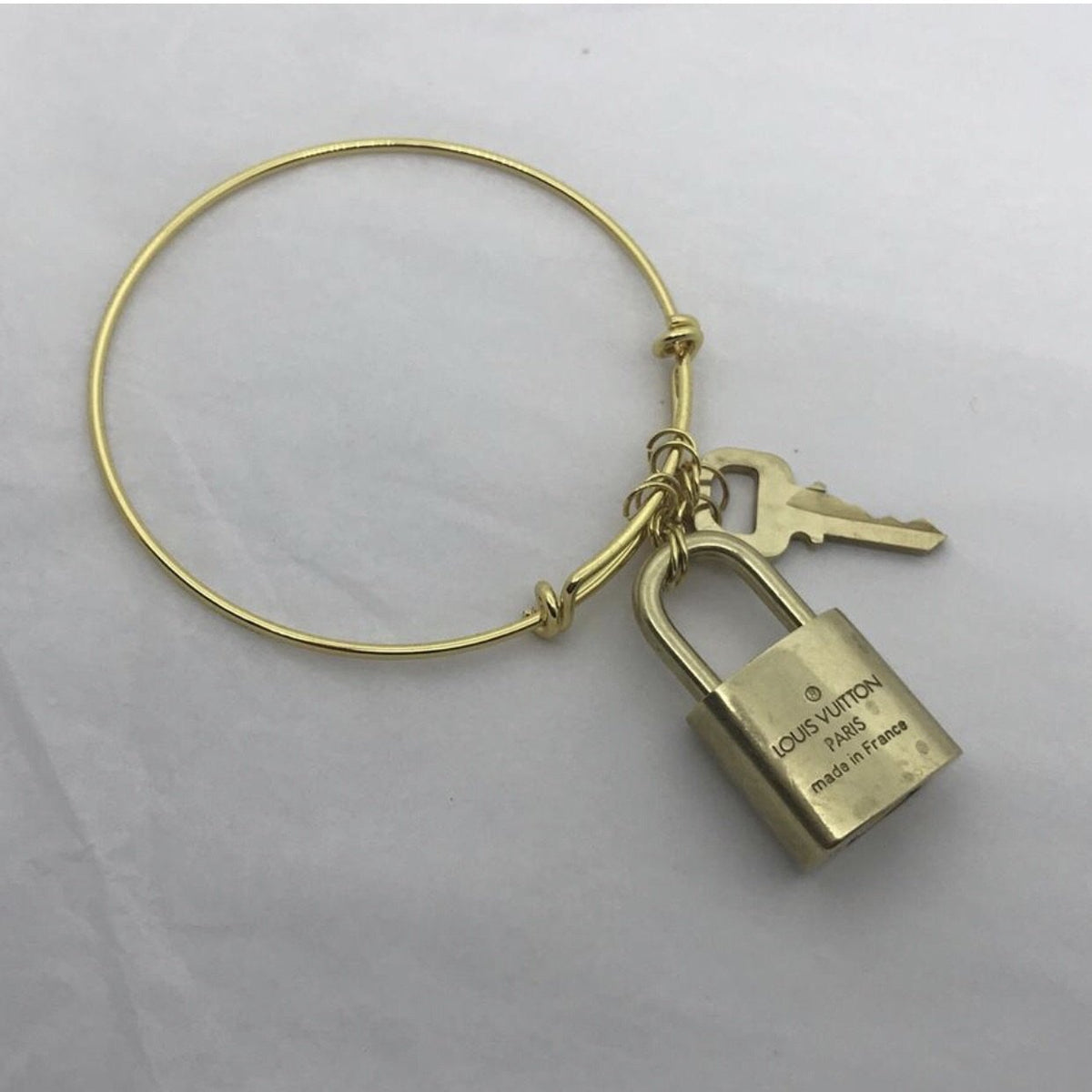 Louis Vuitton Lock Set Handmade Bracelet No Key/Current Lock Style/Rose Gold Tone Bangle / Rose Gold/Brass