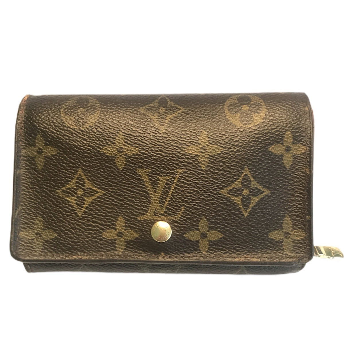 Louis Vuitton Brown Monogram Leather Gold Tone Lock Charm Keep it