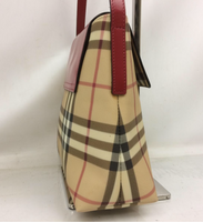 Burberry Check Flap Hobo Shoulder Bag-Bags-Burberry-red/tan-JustGorgeousStudio.com