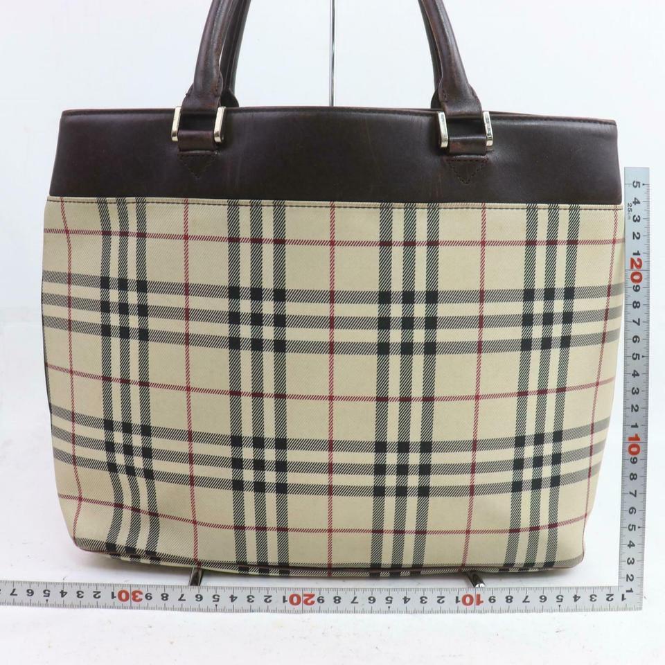 BURBERRY Small leather-trimmed checked cotton-canvas tote
