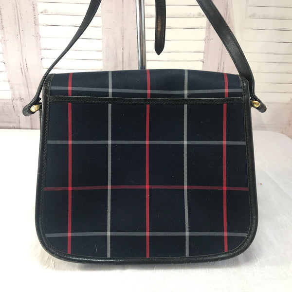 Authentic Burberry Navy/Red Check Tote Bag ~ Large ~