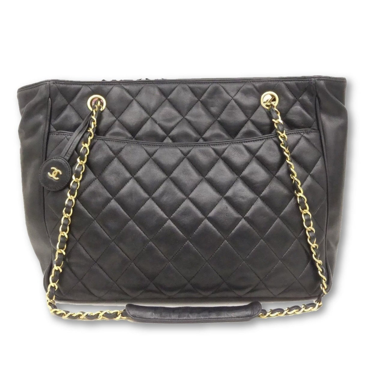 Chanel Black CC Logo Quilted Shopping Tote - Authenticity Guaranteed ...