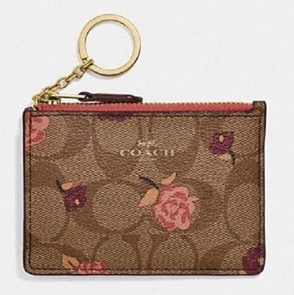 Coach, Accessories, Coach Mini Skinny Id Card Case Wallet Brown Red