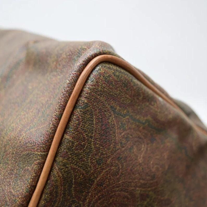 Etro Paisley Printed Travel Bag with Lock Brown Leather ref.961285