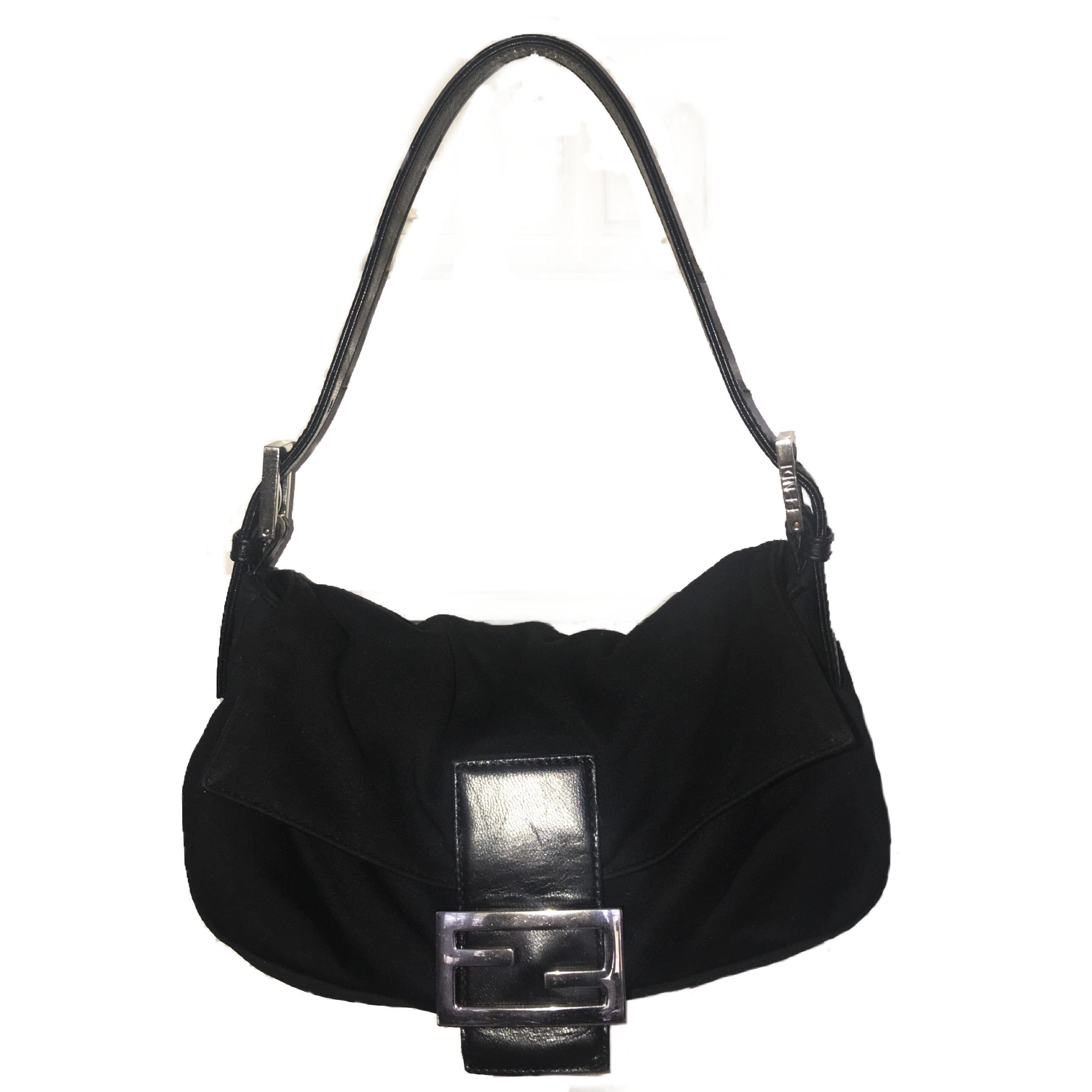 Fendi Zucca Small Handbag in Black Monogram Canvas and Black