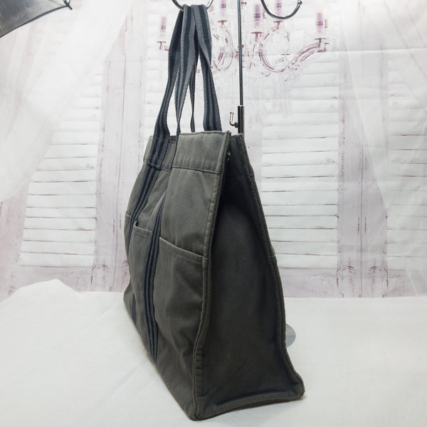 Hermes Black/Grey Canvas Fourre Tout Holdall MM Tote Bag - Yoogi's