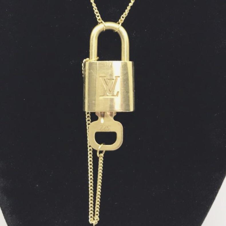 Louis Vuitton, Jewelry, Louisvuitton Brass Lock 36 On 8k Gold Plated  Chain Womens Necklace Pendant