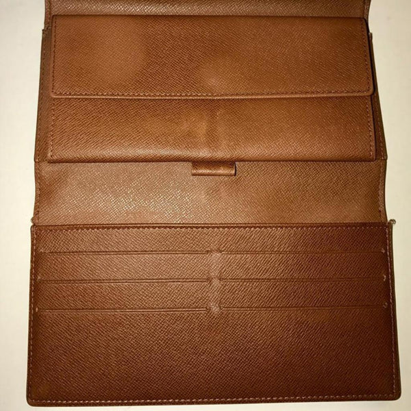 LOUIS VUITTON Checkbook Holder Monogram Canvas Wallet Brown