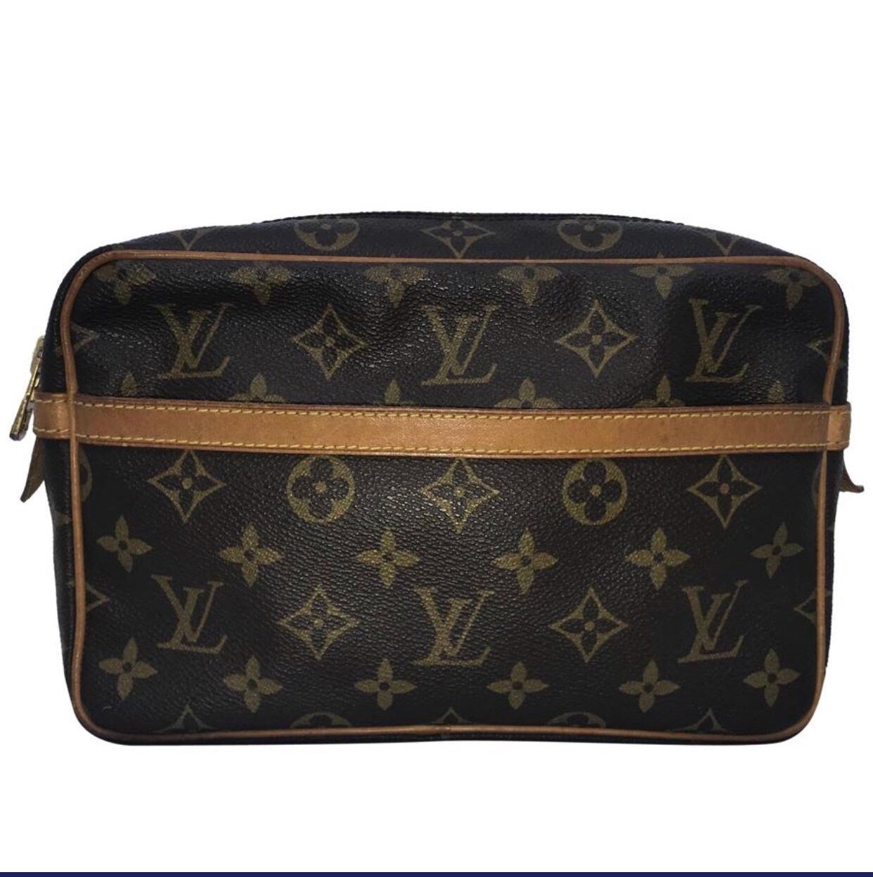 Louis-Vuitton Second Clutch Bag Monogram Compiegne 28 Brown