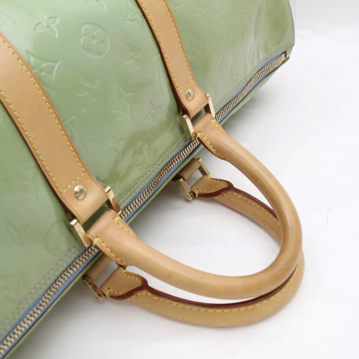 Mint Green/blue Louis Vuitton Vernis Leather KeepAll Size 45 For