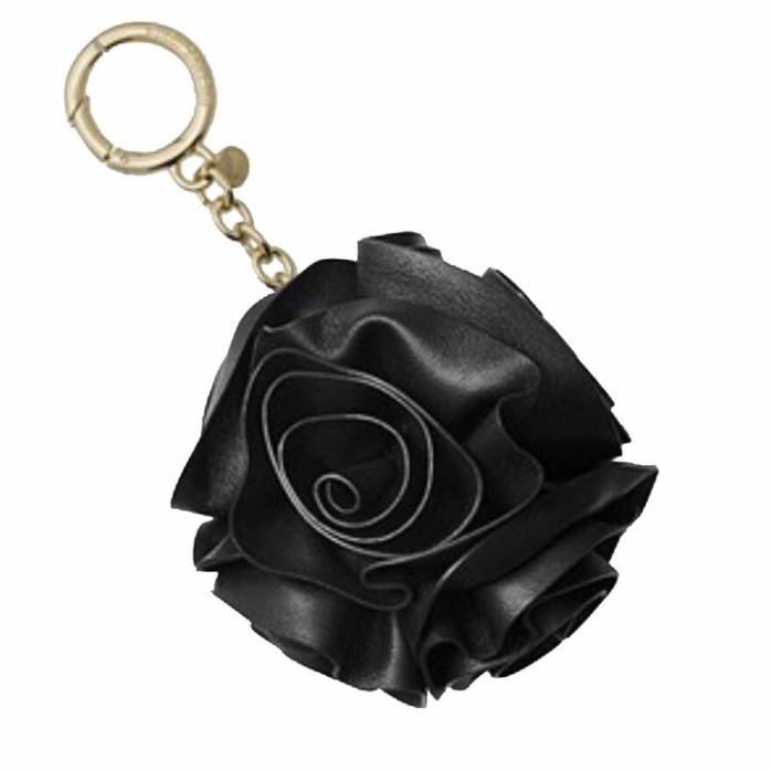  Genuine Leather Pink Flower Bag Charm Silver Hardware :  Handmade Products