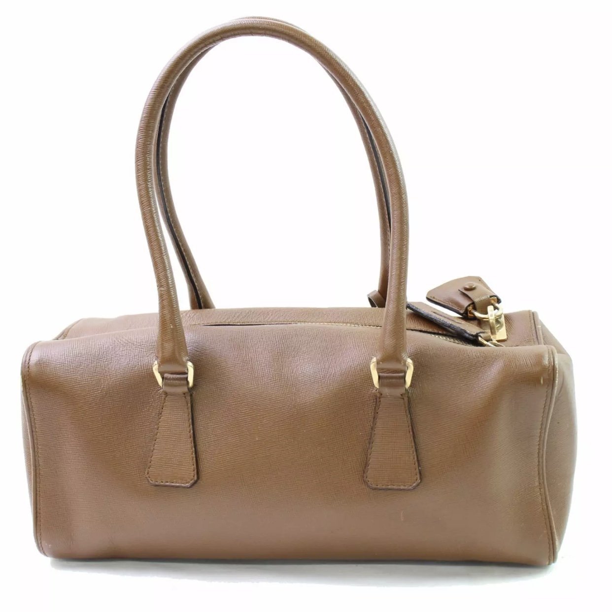 Prada Boston Bowler 860037 Gold Saffiano Leather Shoulder Bag, Prada