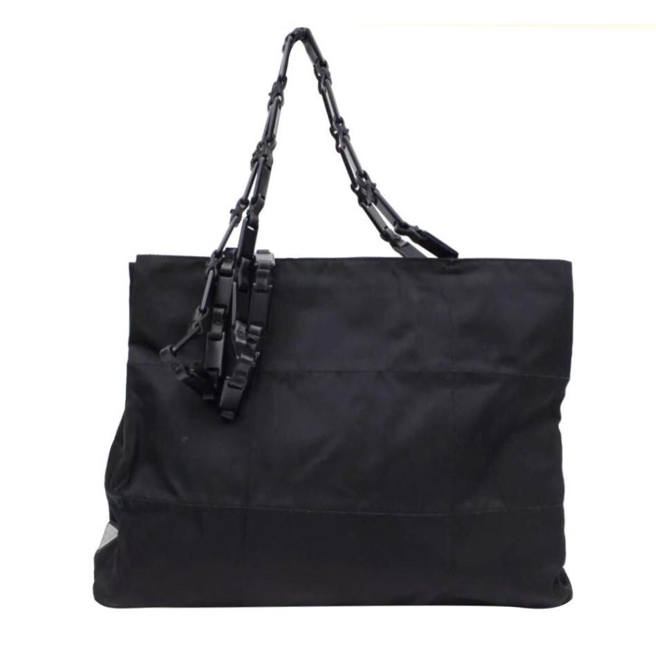 Authentic Prada Nylon Chain Handle Tote Bag, Luxury, Bags