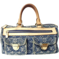 Louis Vuitton Blue Monogram Denim Limited Edition Patchwork Speedy Bag with  Charm Louis Vuitton
