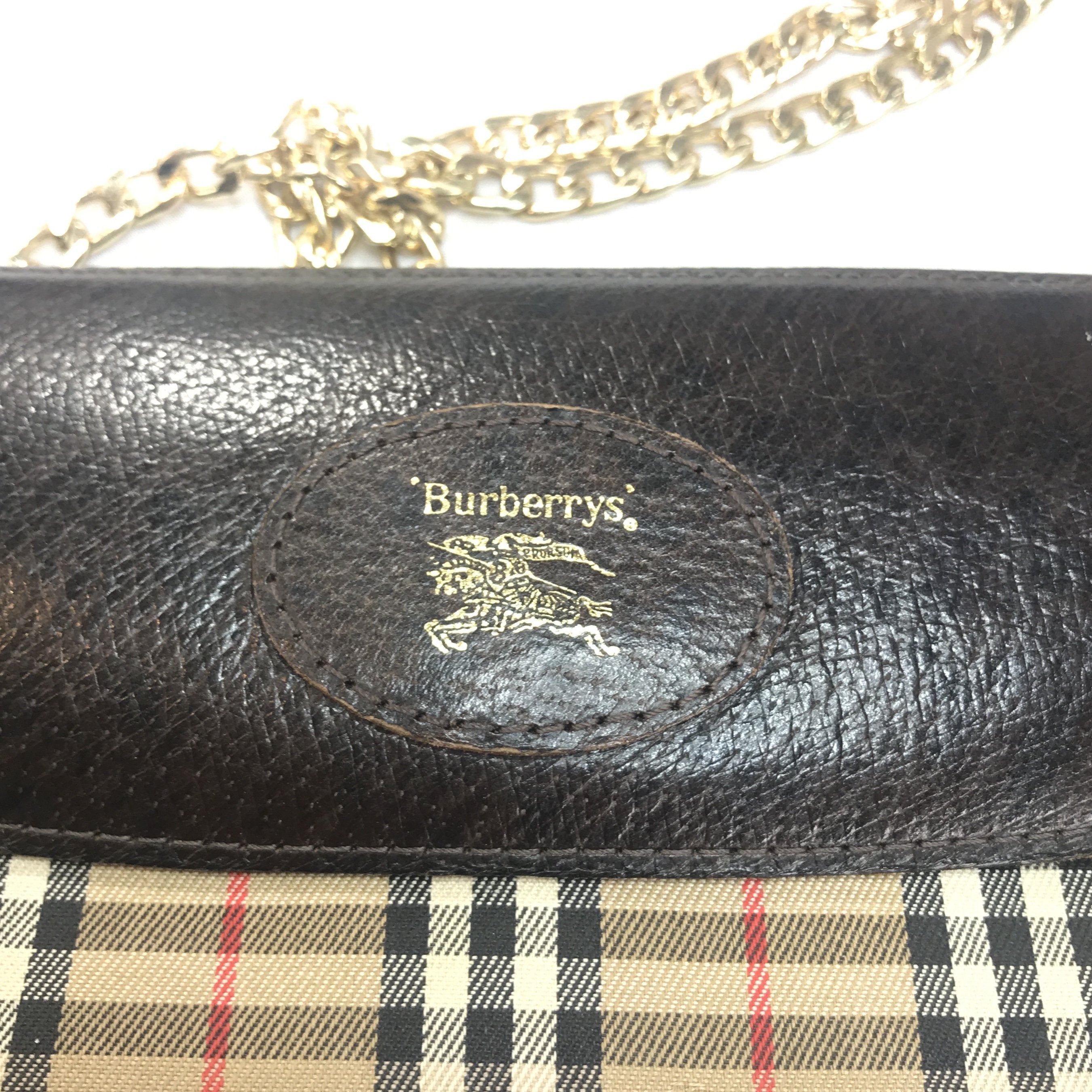 Vintage Burberry Nova Check Canvas and Leather Mini Crossbody Bag Satchel Burberry's Haymarket Horse Check Plaid