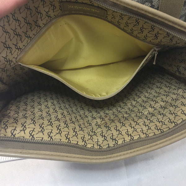 Saint Laurent Beige Monogram All Over Canvas Shoulder Bag